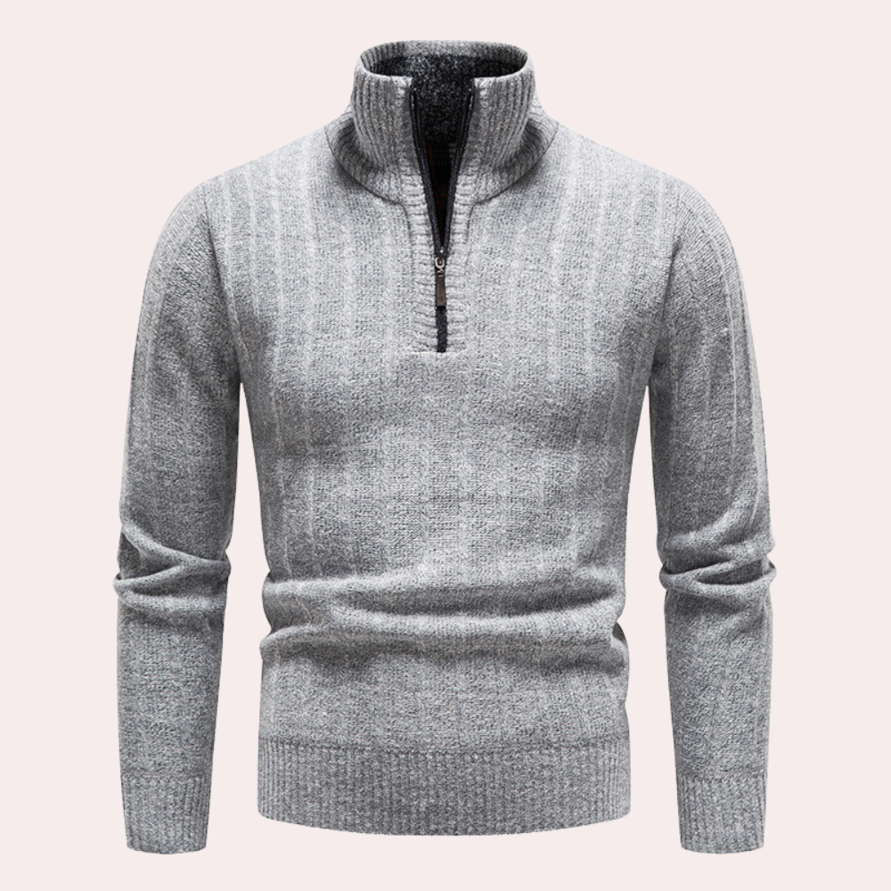 Drune | Herren Kapuzenpullover mit Kragen und Reißverschluss