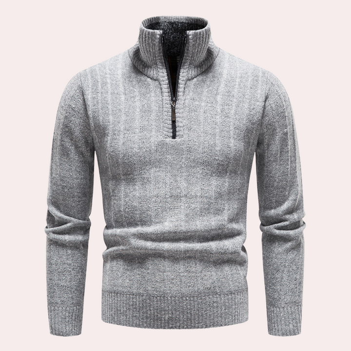Drune | Herren Kapuzenpullover mit Kragen und Reißverschluss
