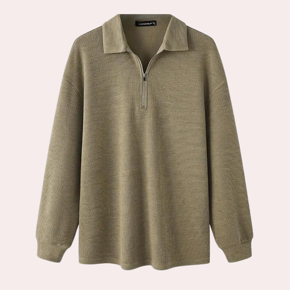 Drune | Gerippte Herren Kapuzenpullover mit Reißverschluss