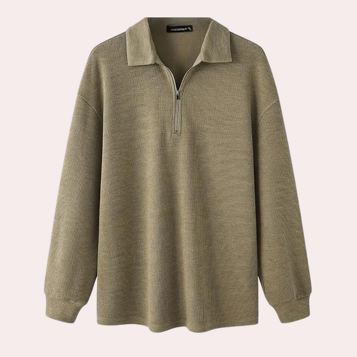 Drune | Gerippte Herren Kapuzenpullover mit Reißverschluss