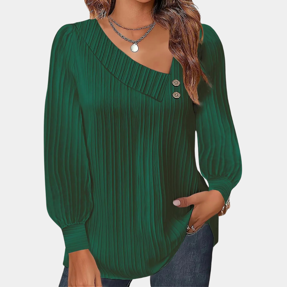 Drune | Rippstrickbluse mit Knöpfen Polyester Komfortabel und Trendy