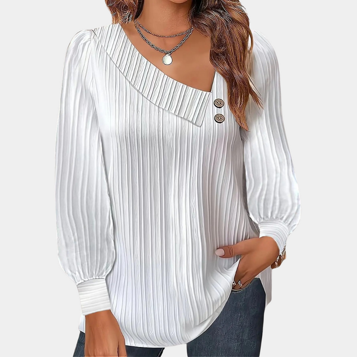 Drune | Rippstrickbluse mit Knöpfen Polyester Komfortabel und Trendy