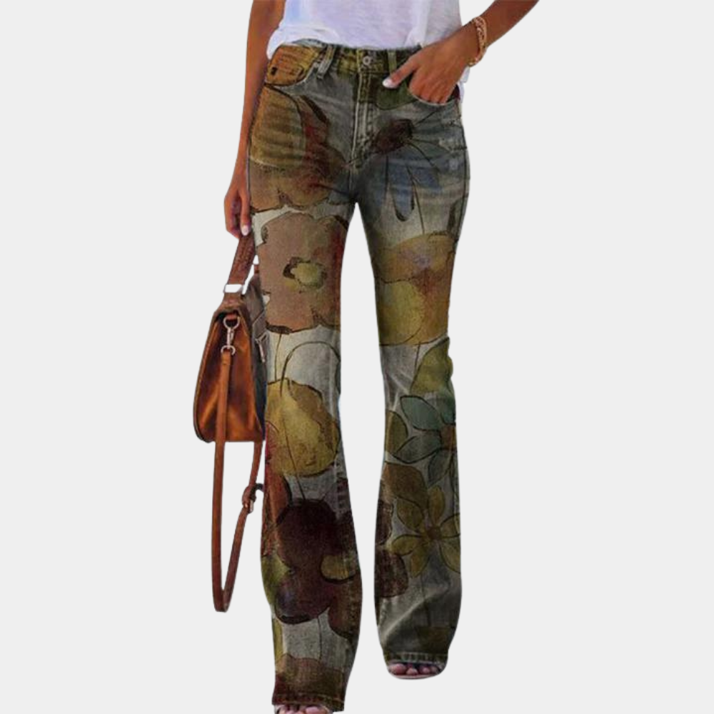 Drune | Damen Jeans Mit Ausgestelltem Bein Und Knopfdetails