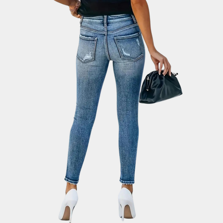 Drune | Trendige Skinny Damenjeans mit Modischen Knöpfen
