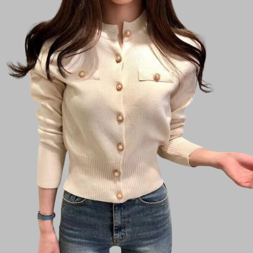 Drune | Cardigan - Damen Herbst Eleganter Knopfverschluss Strickcardigan