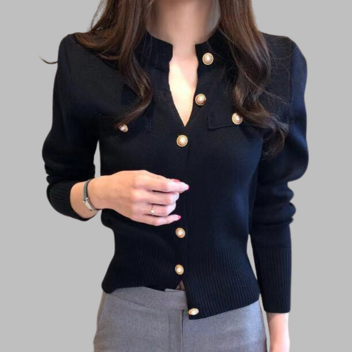 Drune | Cardigan - Damen Herbst Eleganter Knopfverschluss Strickcardigan