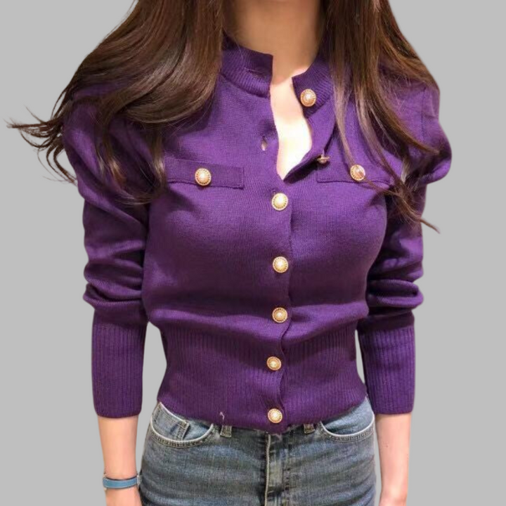 Drune | Cardigan - Damen Herbst Eleganter Knopfverschluss Strickcardigan