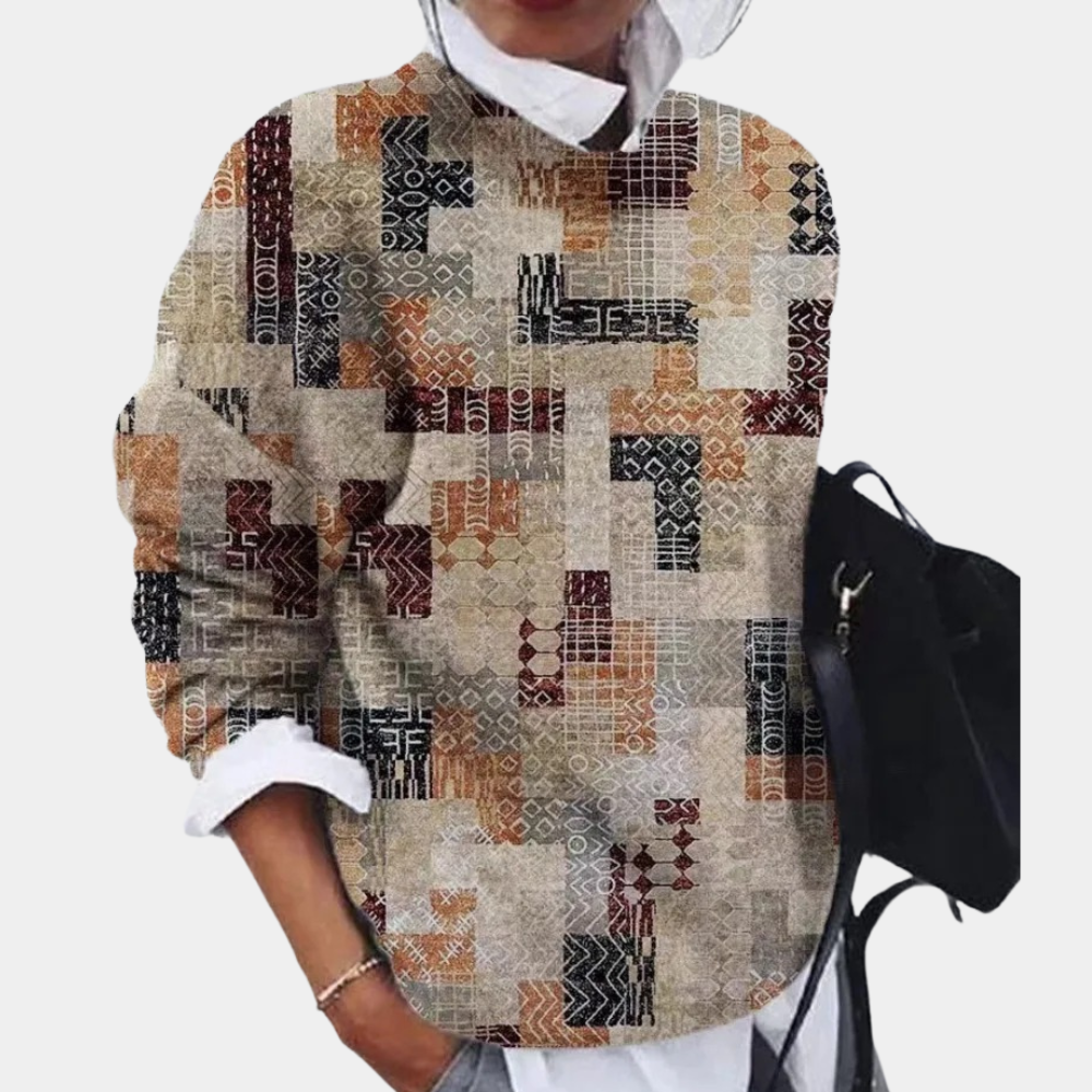 Drune | Sweatshirt - Weiche Baumwolle - Lockere Passform - Gemustertes elegantes Design