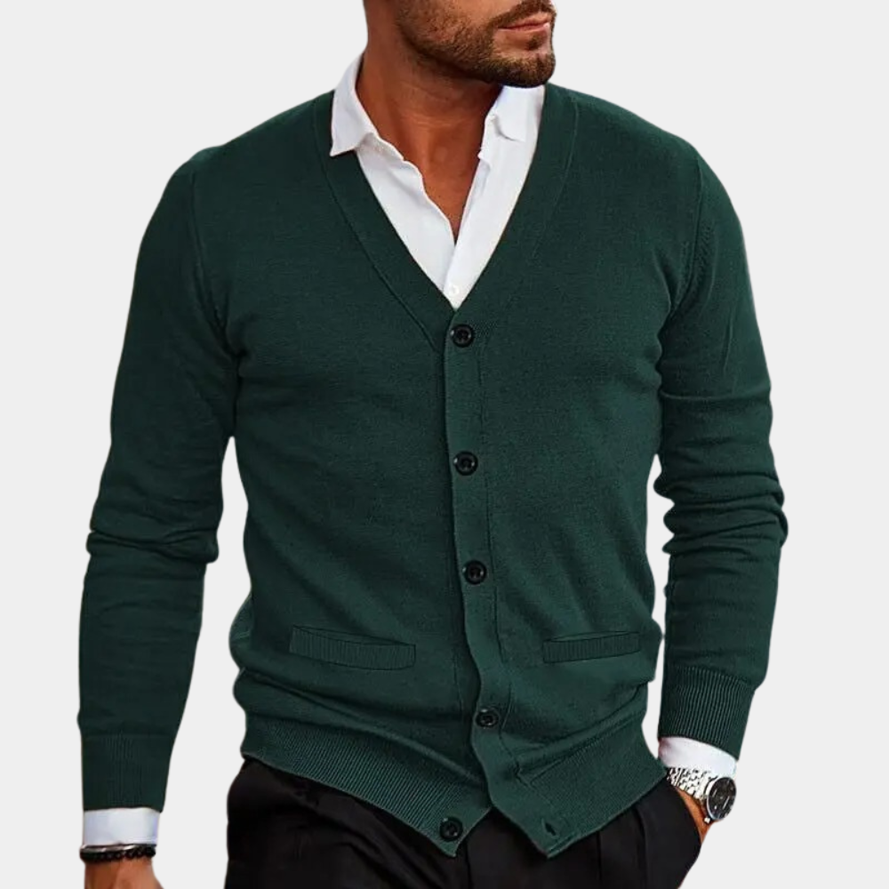 Drune | Luxuriöse Herrenstrickjacke mit Knöpfen