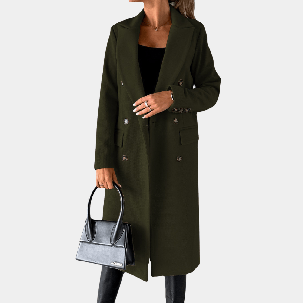 Drune | Doppelreihiger Wollmantel - Maßgeschneiderte Passform - Elegantes Langdesign - Winteroberbekleidung