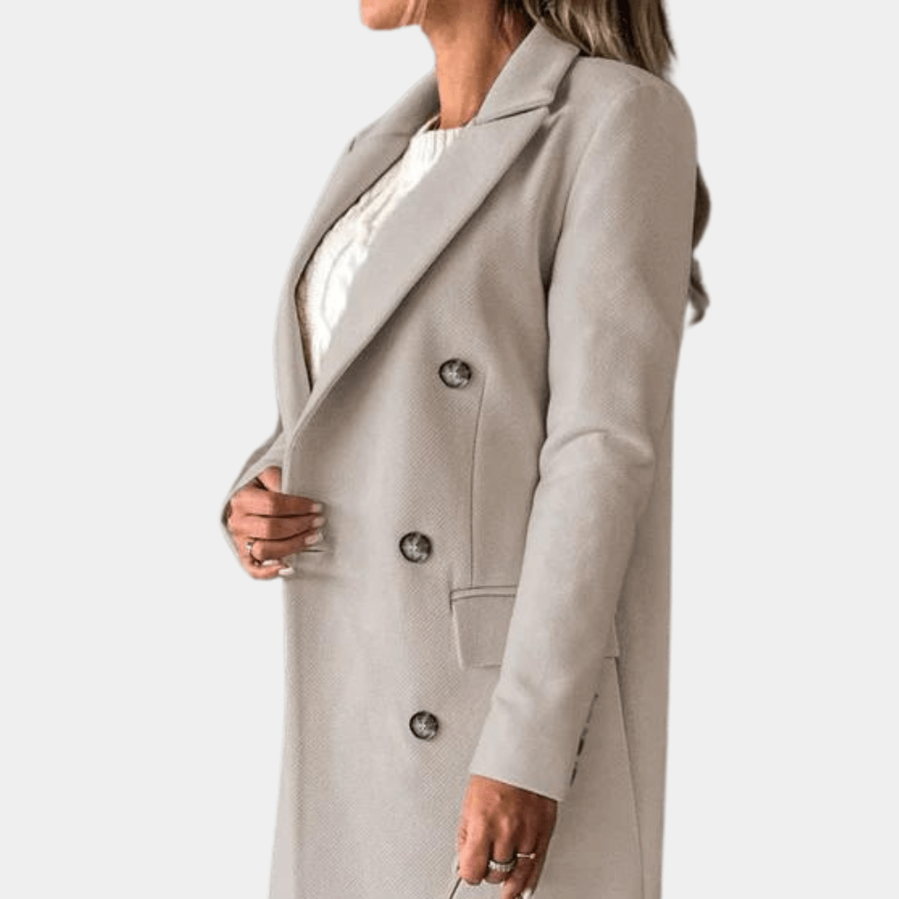 Drune | Doppelreihiger Wollmantel - Maßgeschneiderte Passform - Elegantes Langdesign - Winteroberbekleidung