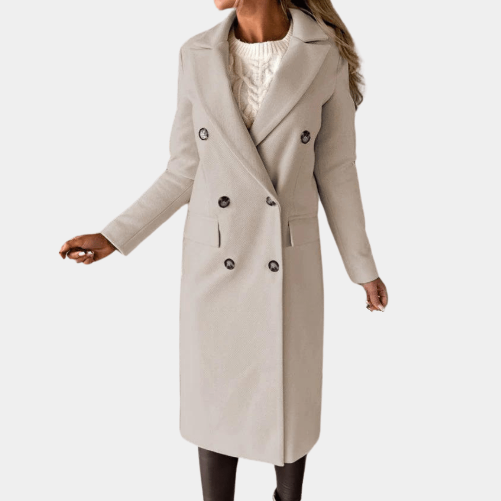 Drune | Doppelreihiger Wollmantel - Maßgeschneiderte Passform - Elegantes Langdesign - Winteroberbekleidung