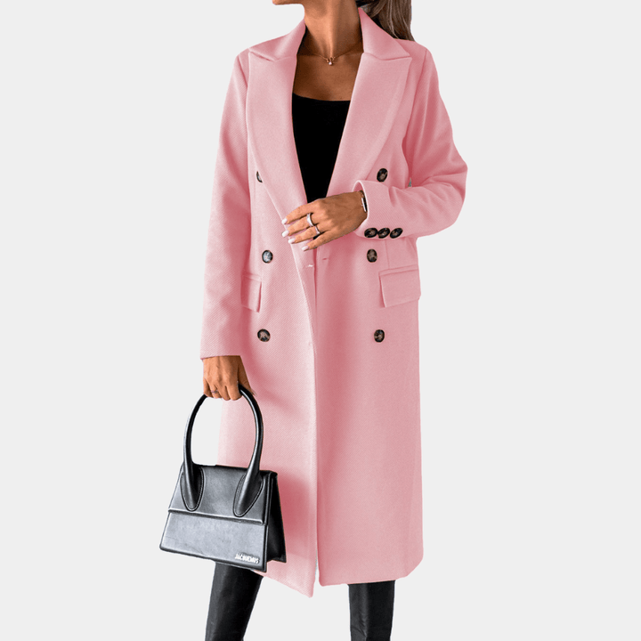 Drune | Doppelreihiger Wollmantel - Maßgeschneiderte Passform - Elegantes Langdesign - Winteroberbekleidung