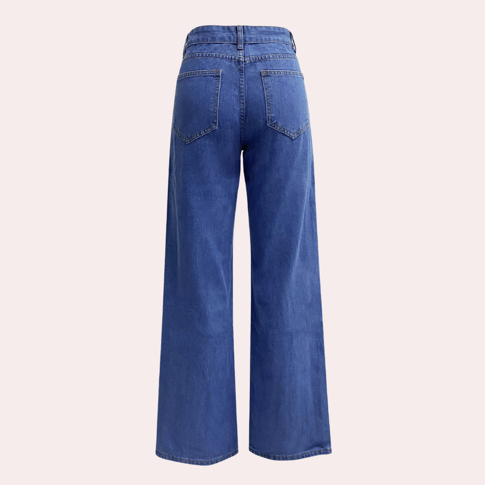 Drune | Waist Jeans Damen - Gerade Schnitt Mom Fit Denim Hose mit Taschen & Elastischem Bund