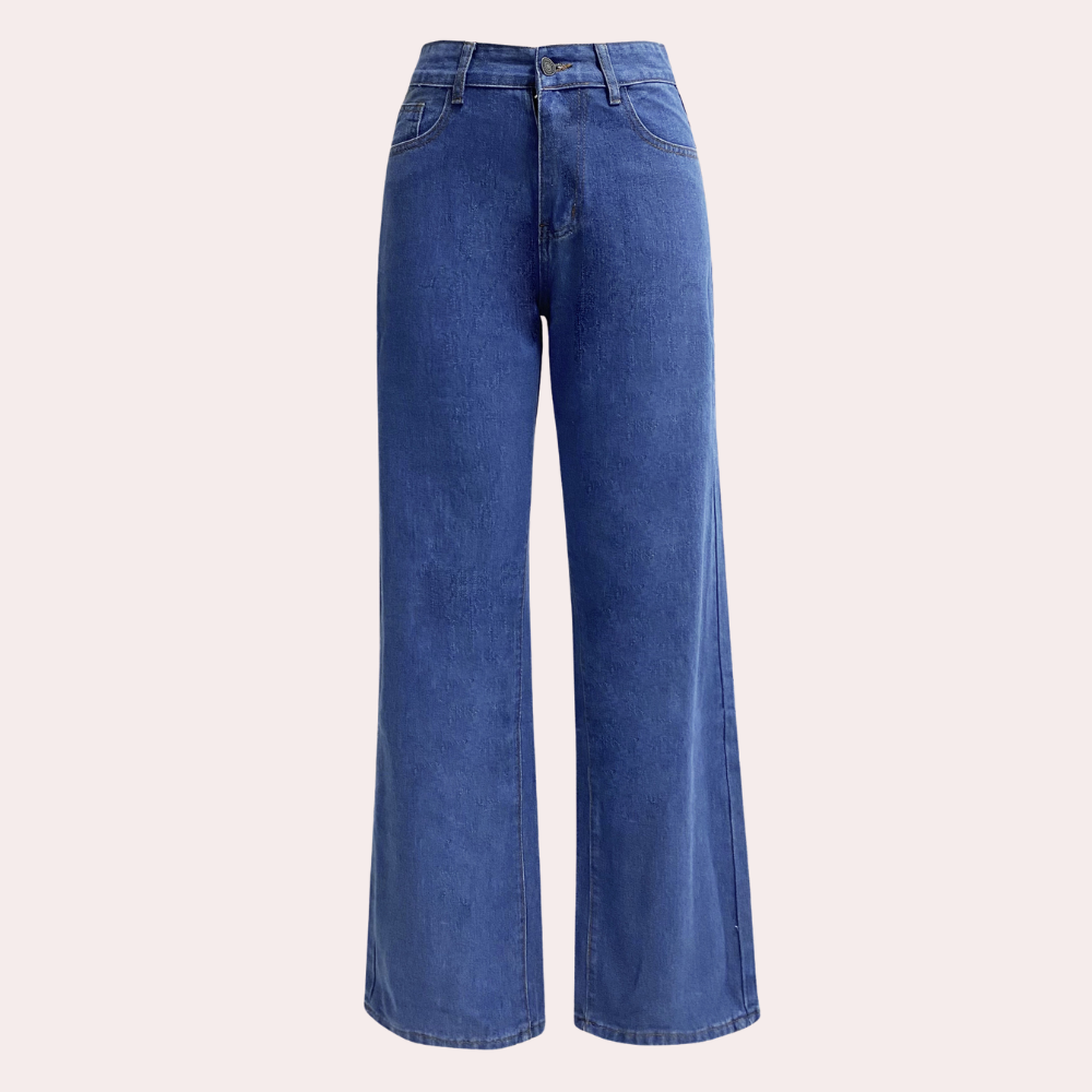 Drune | Waist Jeans Damen - Gerade Schnitt Mom Fit Denim Hose mit Taschen & Elastischem Bund
