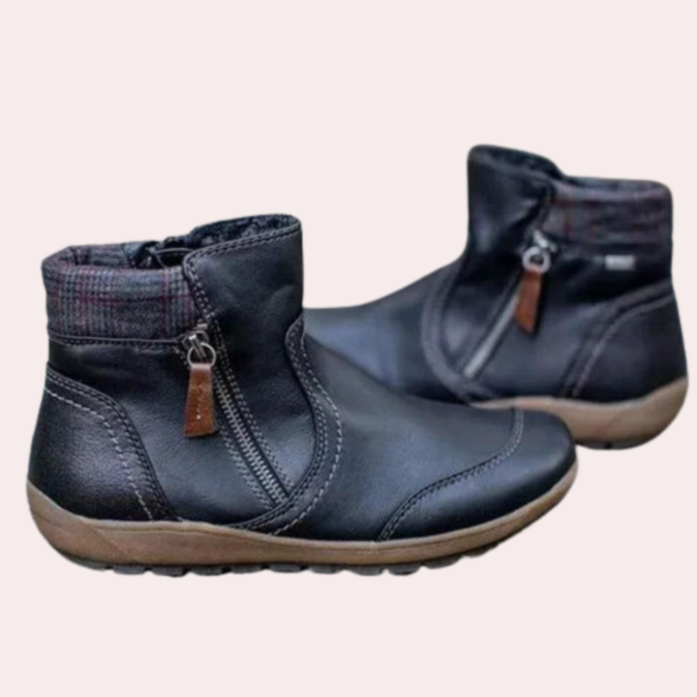 Drune | Stiefeletten - Echtes Leder - Reißverschluss - Bequeme Gummisohle - Runde Zehe