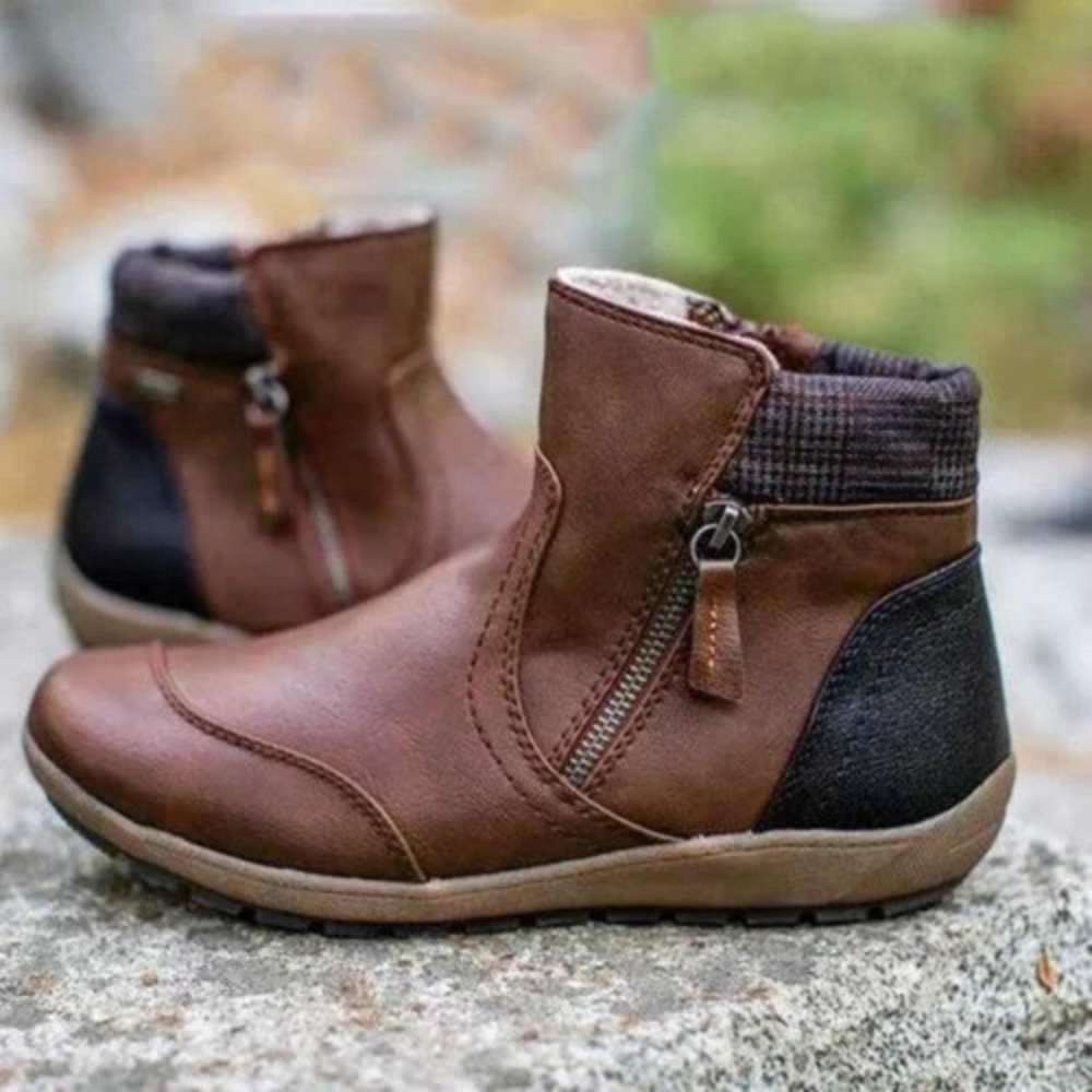 Drune | Stiefeletten - Echtes Leder - Reißverschluss - Bequeme Gummisohle - Runde Zehe