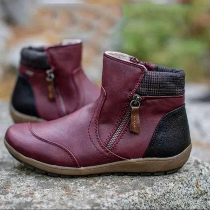 Drune | Stiefeletten - Echtes Leder - Reißverschluss - Bequeme Gummisohle - Runde Zehe