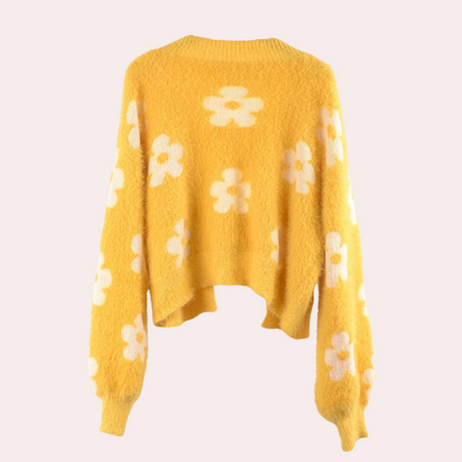 Drune | Cardigan - Damen Herbst Kurzer Floral Strick Cardigan