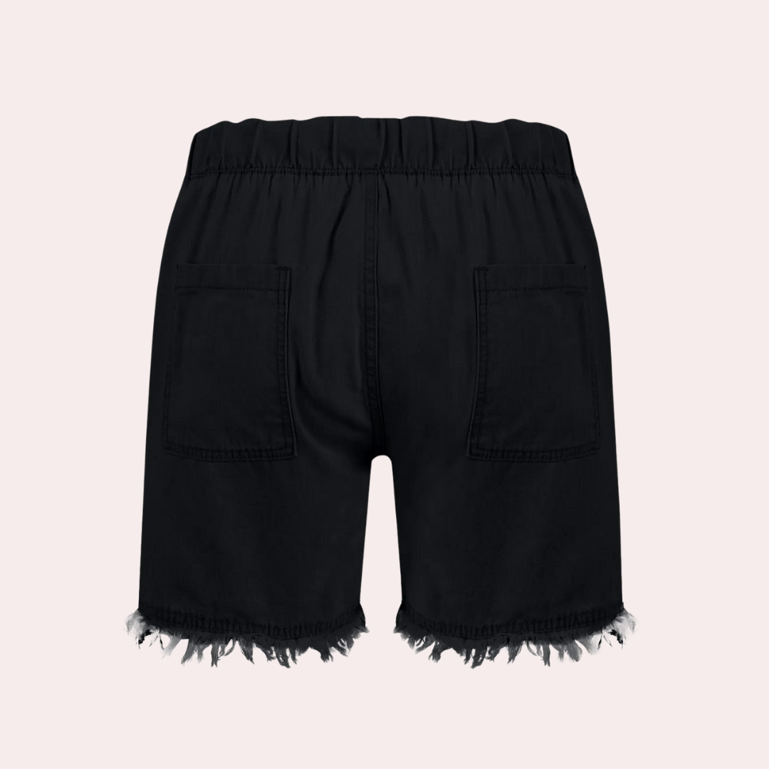 Drune | Einfache Passform mit Fransen Jeansshorts für Frauen