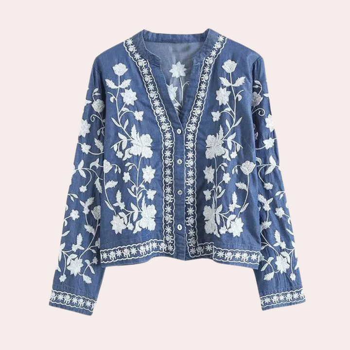Drune | Blumen Stickerei Damenjacke