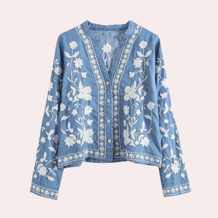 Drune | Blumen Stickerei Damenjacke