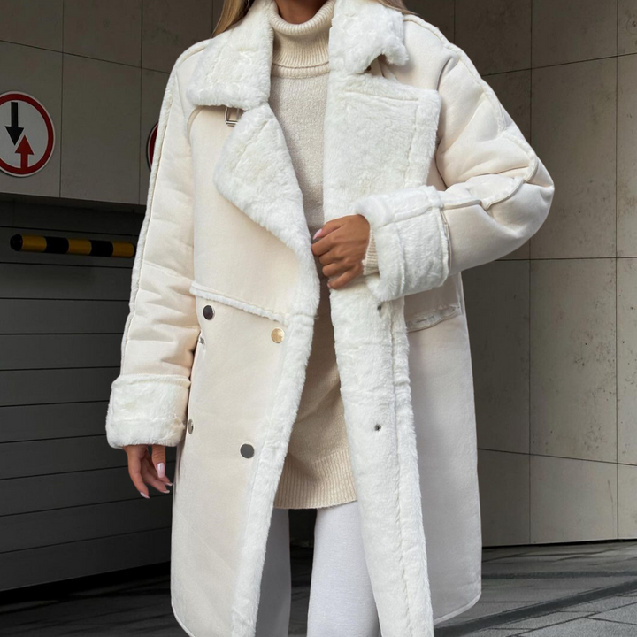 Drune | Elegante lange Plüschjacke für Frauen, perfekt für den Winter