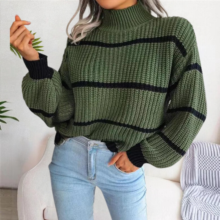 Drune | Stilvoller weicher Damenpullover mit hohem Ausschnitt