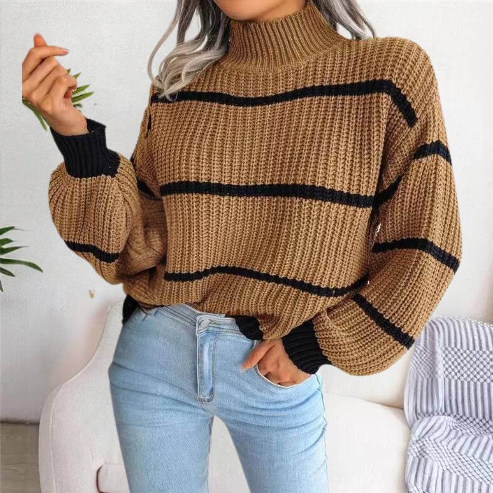 Drune | Stilvoller weicher Damenpullover mit hohem Ausschnitt