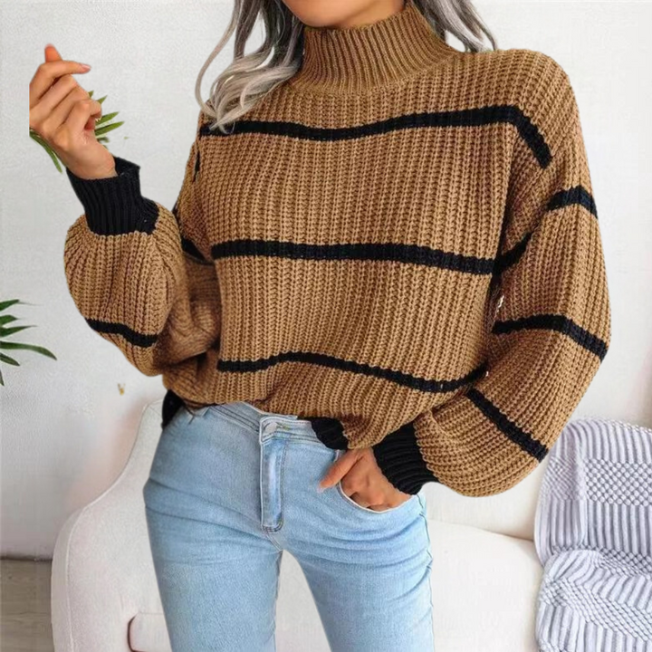 Drune | Stilvoller weicher Damenpullover mit hohem Ausschnitt