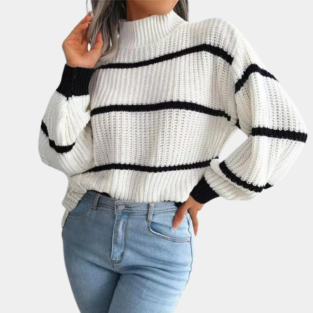 Drune | Stilvoller weicher Damenpullover mit hohem Ausschnitt