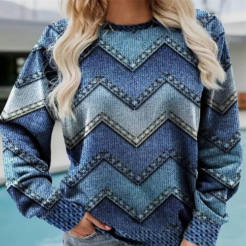 Drune | Sweatshirt - Chevron-Muster - Lockere Passform - Weich und Bequem