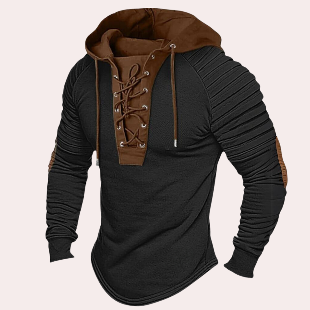 Drune | Herren Kapuzenpullover mit Kapuze und Schnürung