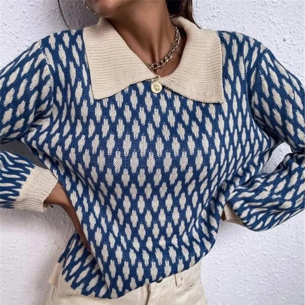Drune | Trendiger Pullover mit Kragen Detail