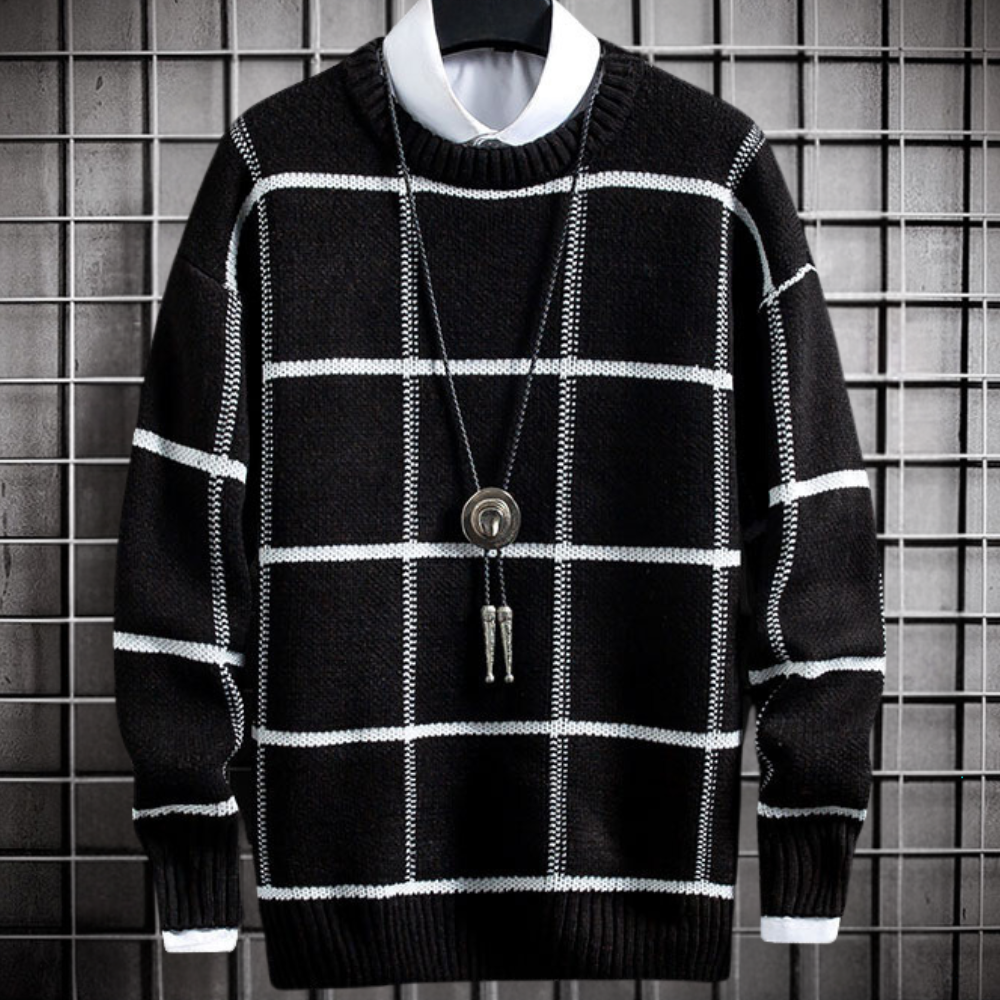 Drune | Herren Pullover mit Karomuster