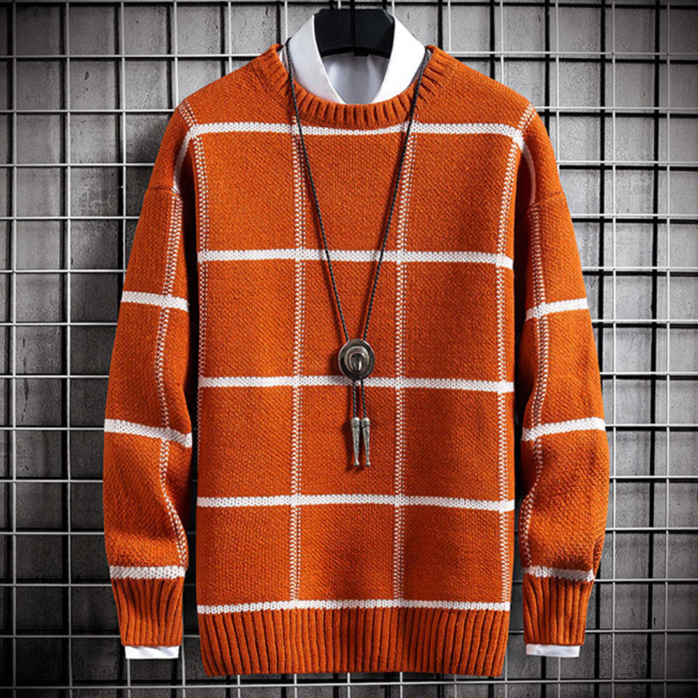 Drune | Herren Pullover mit Karomuster