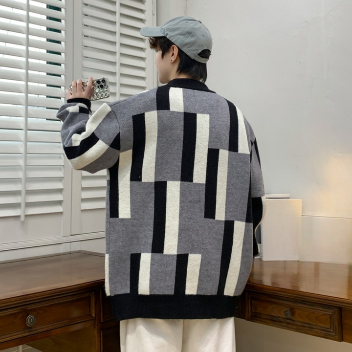 Drune | Herren Strickpullover mit Farbenblöcken