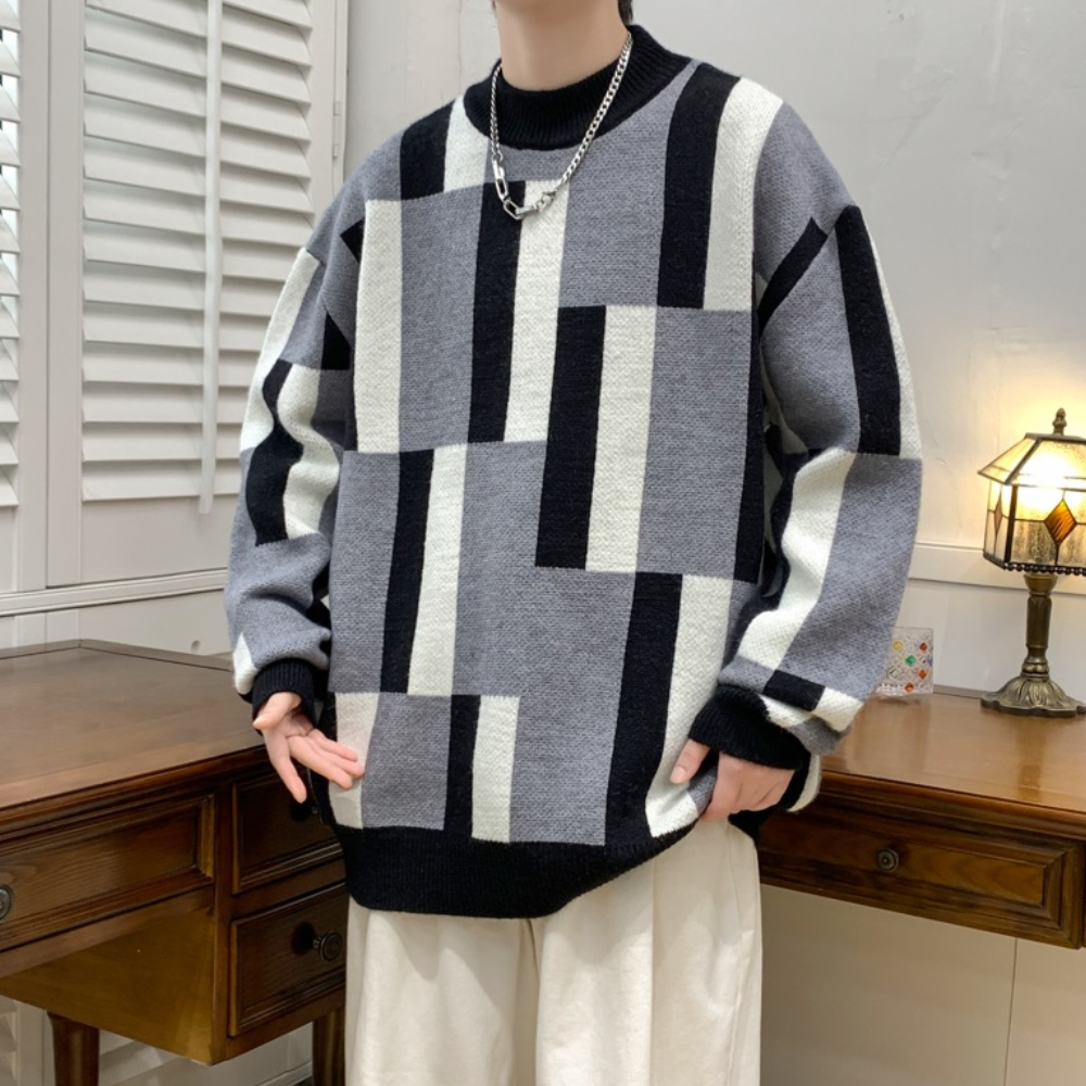Drune | Herren Strickpullover mit Farbenblöcken
