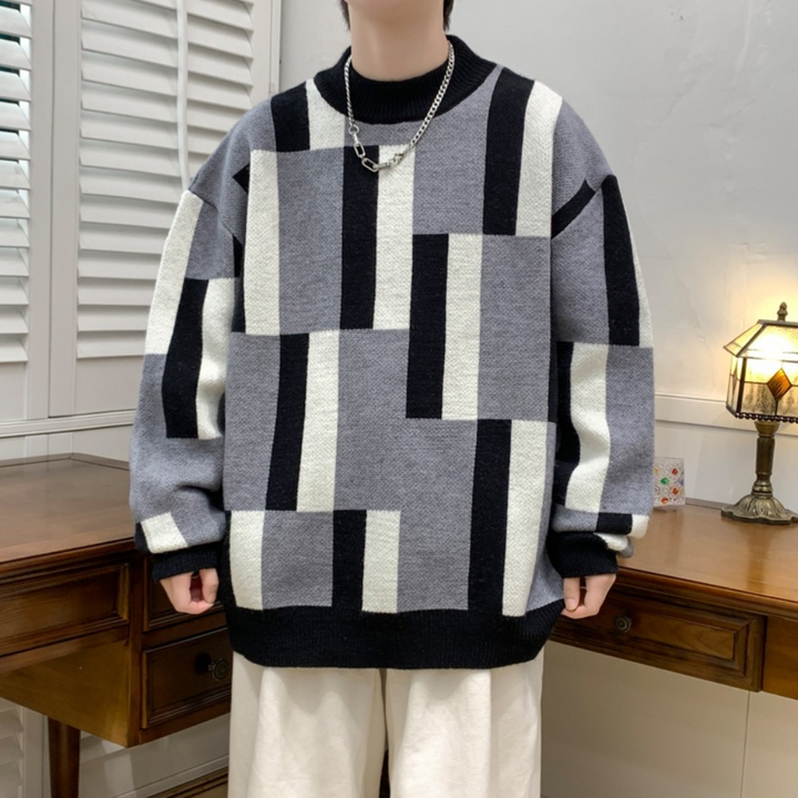 Drune | Herren Strickpullover mit Farbenblöcken
