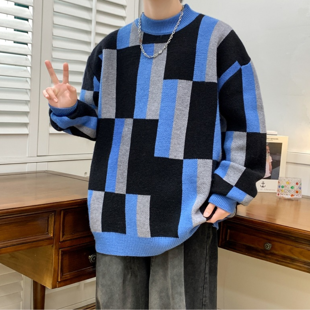 Drune | Herren Strickpullover mit Farbenblöcken