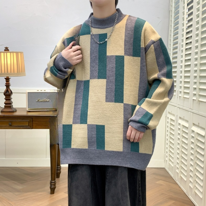 Drune | Herren Strickpullover mit Farbenblöcken