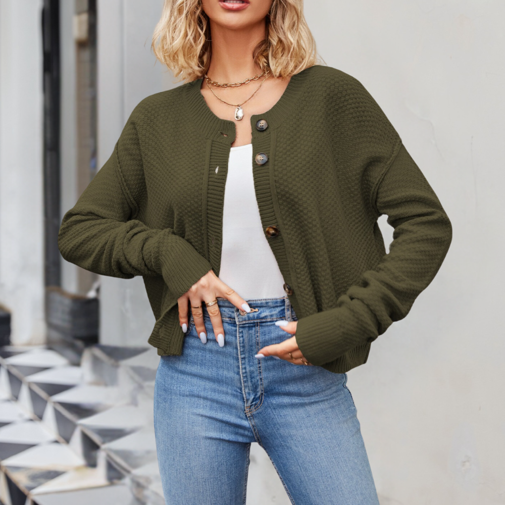 Drune | Kurze Strickjacke Strukturiertes Muster Moderne Passform