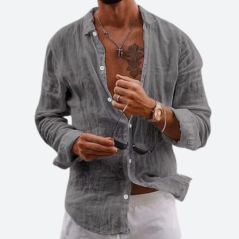 Drune | Baumwoll Lässig Herrenhemd
