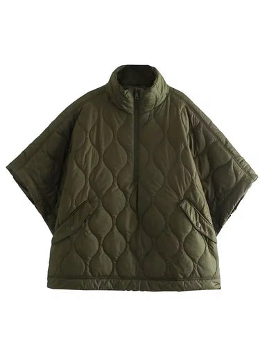 Drune | Stepp Poncho Mit Reißverschluss in Olivegrün