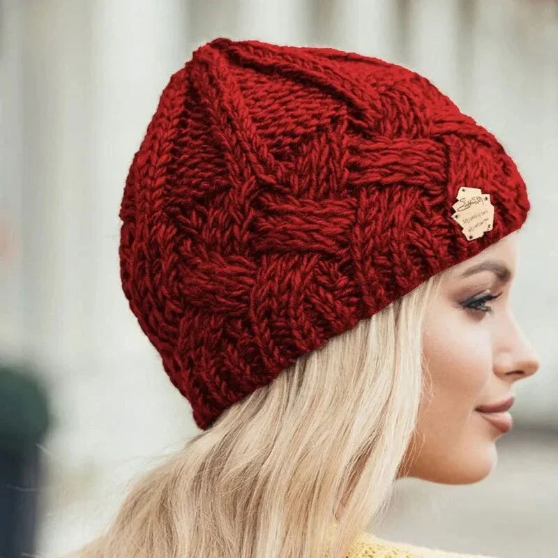 Damen Weiche Strickmütze mit Zopfmuster | Drune