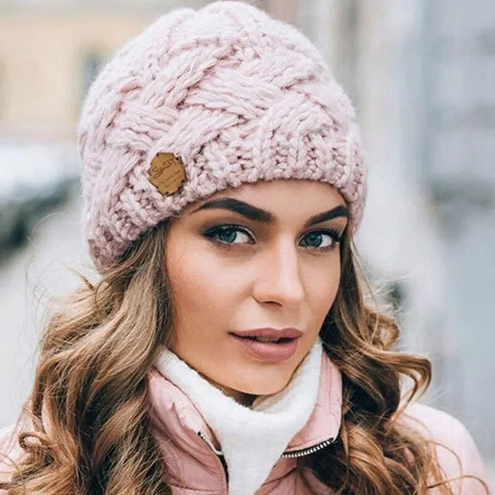Damen Weiche Strickmütze mit Zopfmuster | Drune