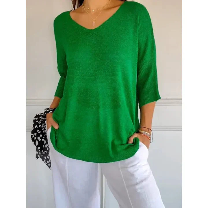 Drune | Bequemes Damen-Stricktop mit V-Ausschnitt