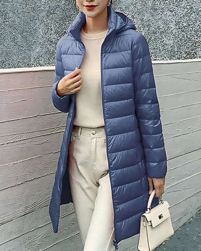 Drune | Damen Pufferjacke – Slim Fit – Mittellang mit Kapuze – Gesteppt - Warm