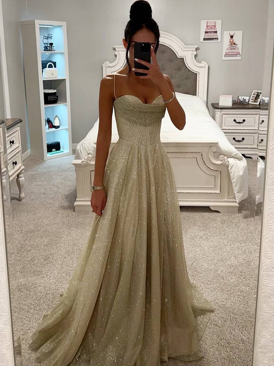 Drune | Lange Kleid Bräunung mit Feinern Trägern Ärmellos Damen Elegant Abend Zeremonie