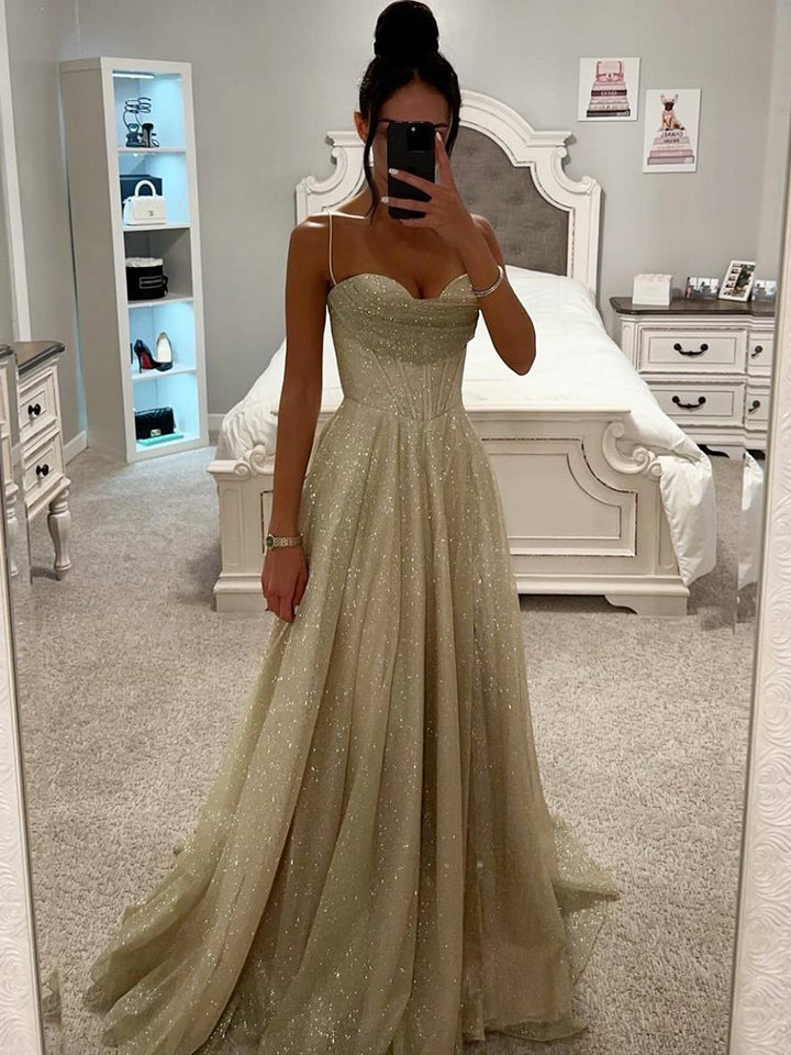 Drune | Lange Kleid Bräunung mit Feinern Trägern Ärmellos Damen Elegant Abend Zeremonie